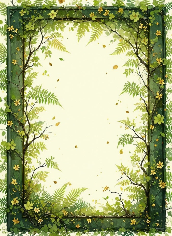 Green Vine Fern Floral Pattern Rug