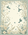 Whimsical Garden Birds Floral Design Rug