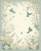 Whimsical Garden Birds Floral Design Rug