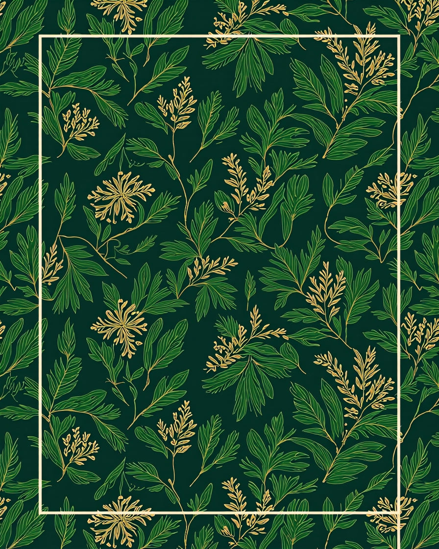 Emerald Green Botanical Vine Garland Rug