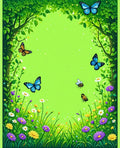 Whimsical Butterfly and Flower Garden Rug