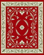 Classic Floral Borders Red Design Rug