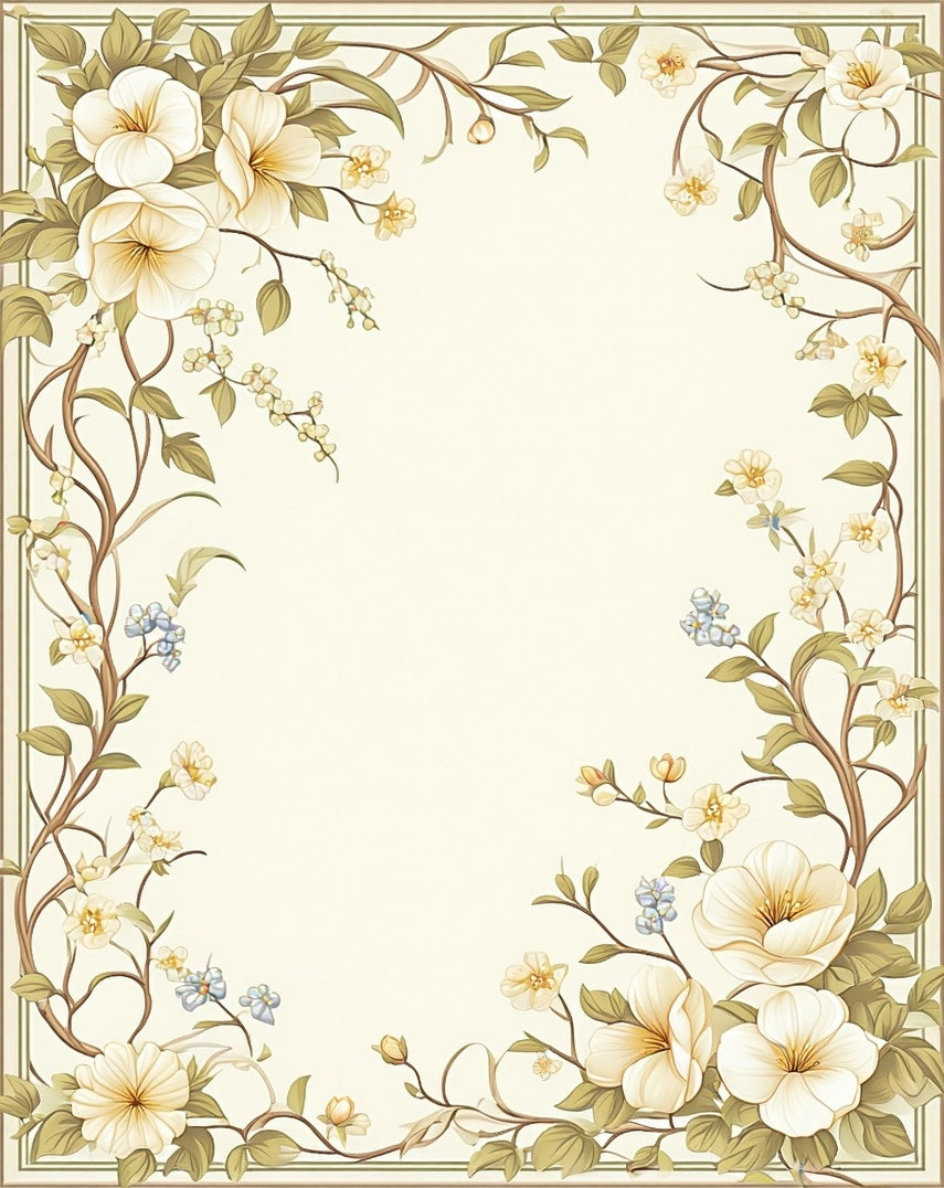 Floral Vine Art Nouveau Border Rug