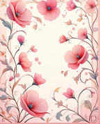 Pink Floral Swirls Garden Pattern Rug
