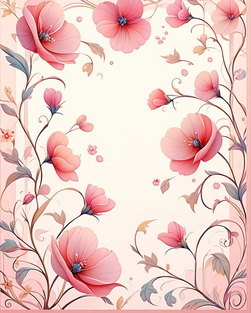 Pink Floral Swirls Garden Pattern Rug
