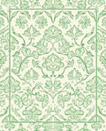 Ornate Green Botanical Floral Pattern Rug