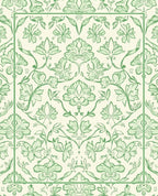 Ornate Green Botanical Floral Pattern Rug