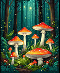Enchanting Mushroom Forest Pattern Rug