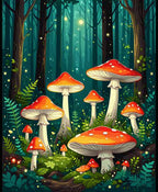 Enchanting Mushroom Forest Pattern Rug