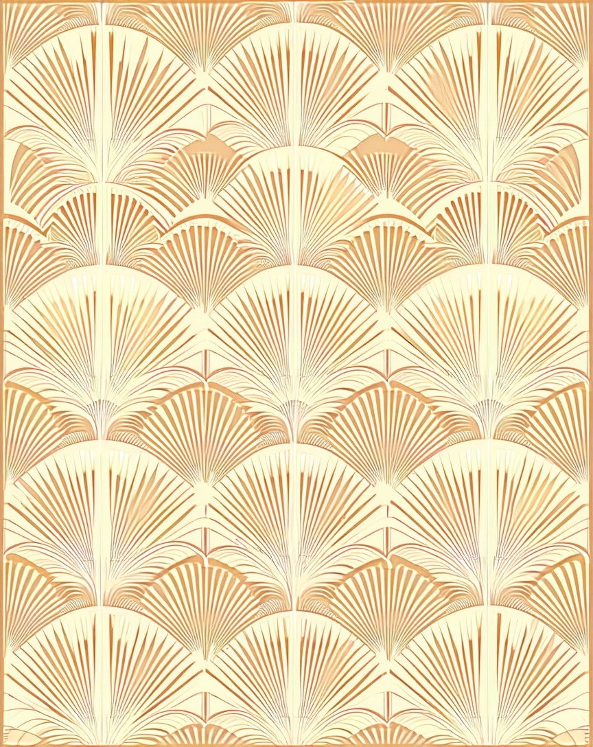 Art Deco Fan Pattern Warm Tones Rug