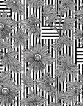 Black White Floral Stripes Pattern Rug