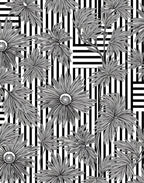 Black White Floral Stripes Pattern Rug