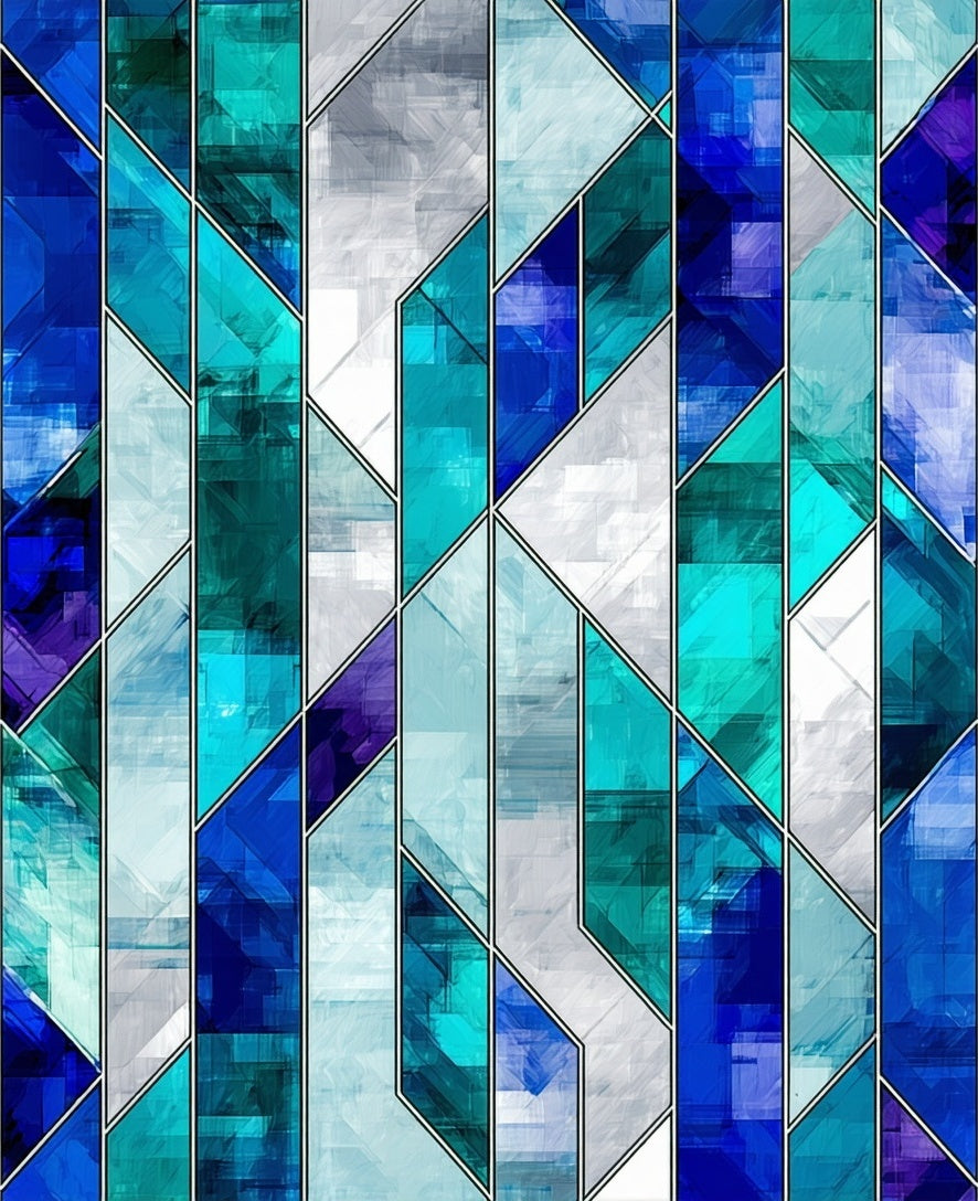 Abstract Geometric Blue Teal Pattern Rug