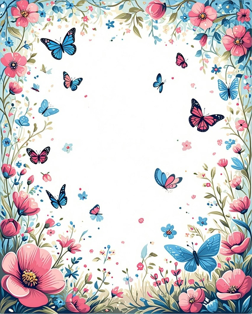 Delicate Butterflies Floral Enchantment Rug