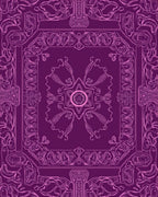 Ornate Floral Contours Purple Design Rug