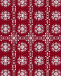 Crimson Snowflake Geometric Border Rug