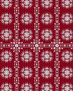 Crimson Snowflake Geometric Border Rug