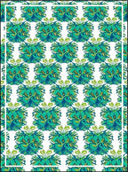 Abstract Green Floral Pattern Rug