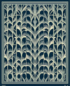 Art Deco Stylized Botanical Pattern Rug