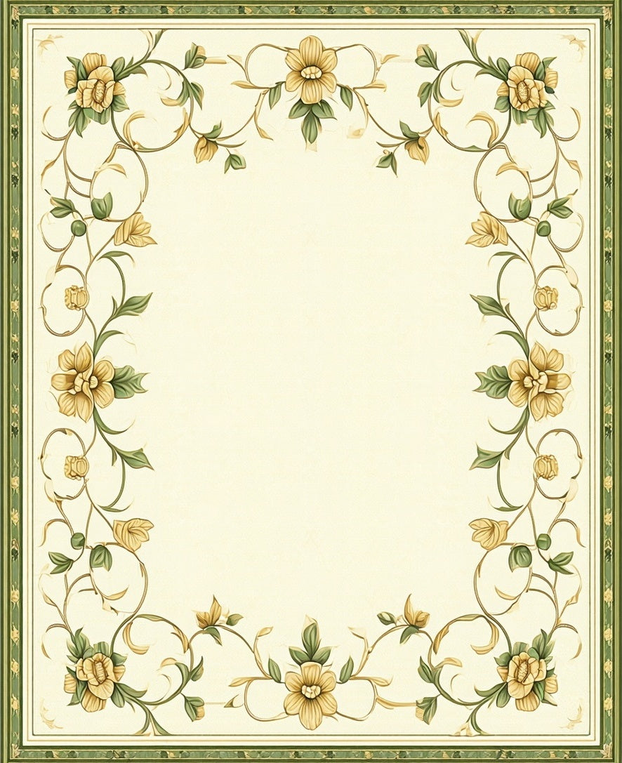Elegant Floral Vine Square Pattern Rug