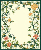 Green Vine Floral Pattern Rug