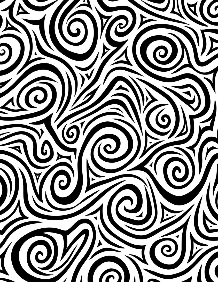 Bold Swirling Abstract Line Art Rug