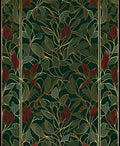 Ornate Gold Botanical Emerald Tapestry Rug