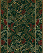 Ornate Gold Botanical Emerald Tapestry Rug