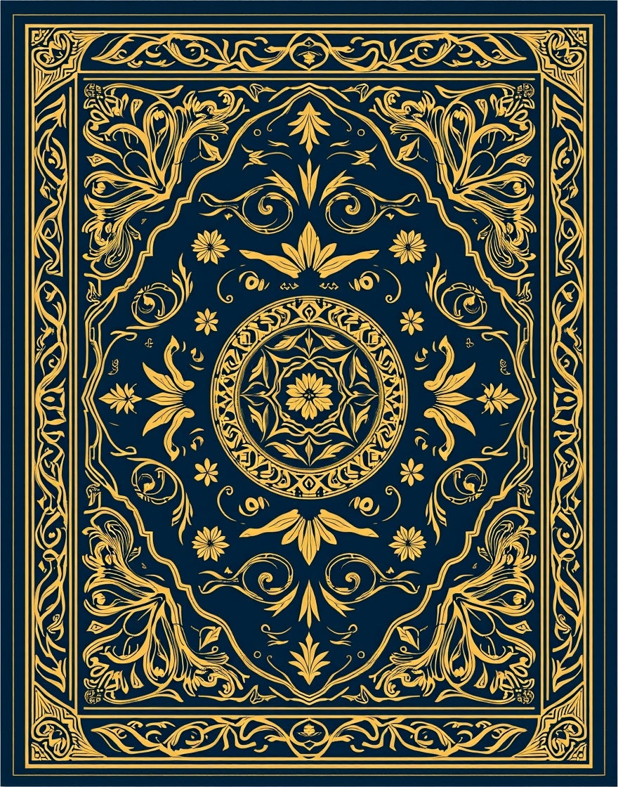 Ornate Floral Emblem Pattern Rug
