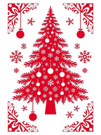 Crimson Christmas Tree Snowflake Garland Rug