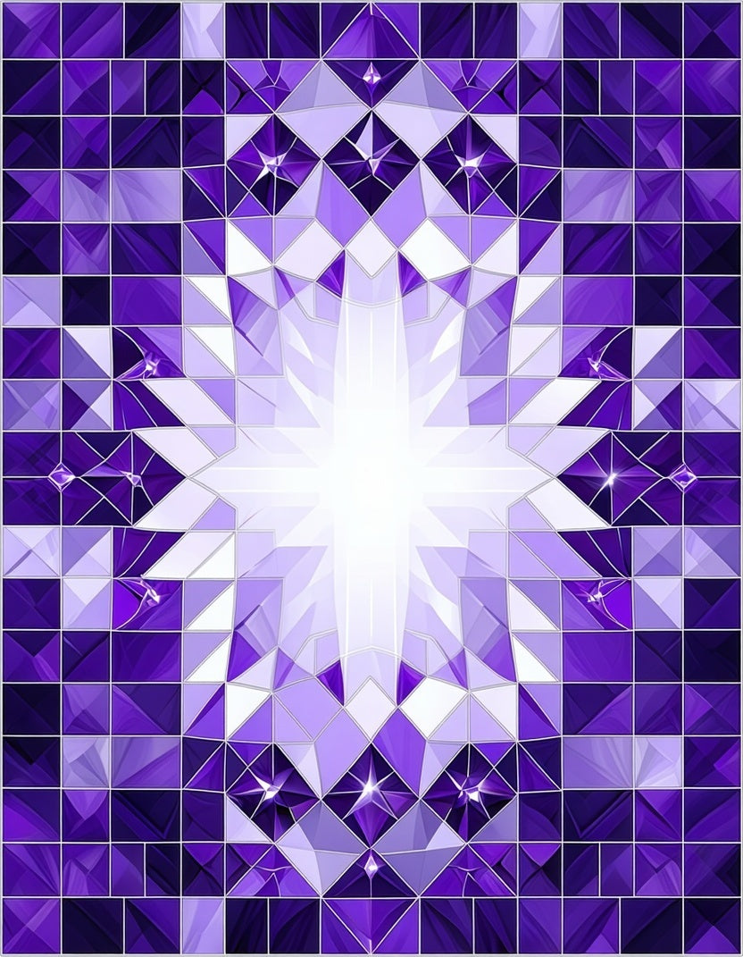 Radiant Purple Geometric Starburst Rug