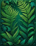 Vibrant Green Fern Leaf Pattern Rug