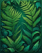 Vibrant Green Fern Leaf Pattern Rug