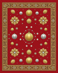 Festive Ornaments Gold Silver Pattern Rug