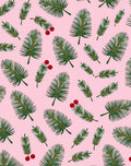 Pink Palm Leaf Berry Branch Rug
