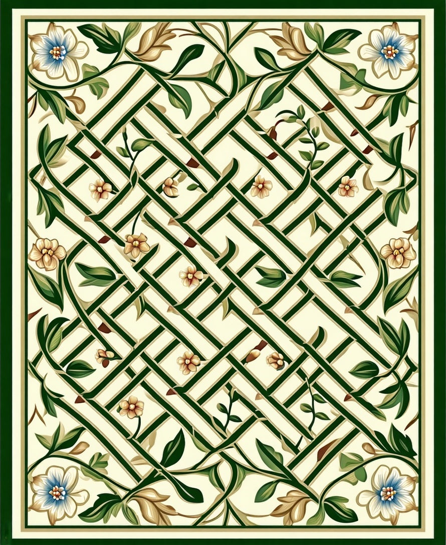 Trellis Floral Intricate Design Rug