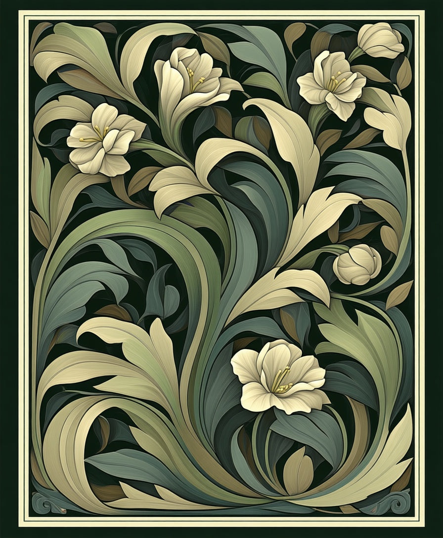 Art Nouveau Floral Art Rug
