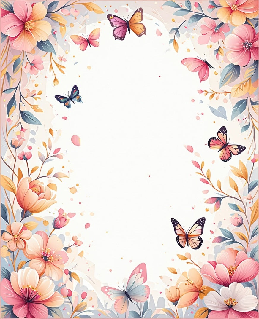 Whimsical Floral Butterflies Soft Pastel Rug