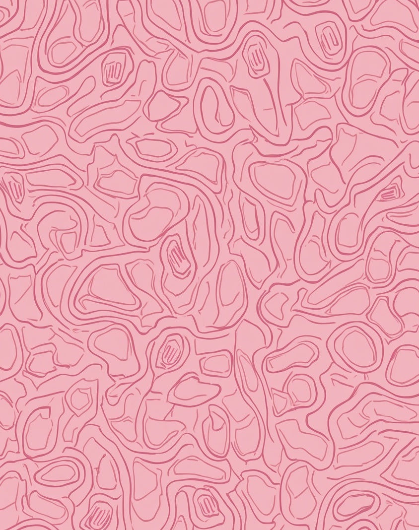 Pink Abstract Contour Line Design Rug