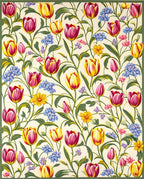 Vintage Floral Garden Tulip Design Rug