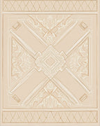 Neutral Geometric Diamond Floral Medallion Rug