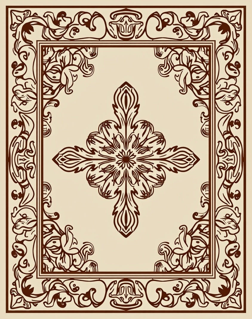 Ornate Floral Scrollwork Pattern Rug