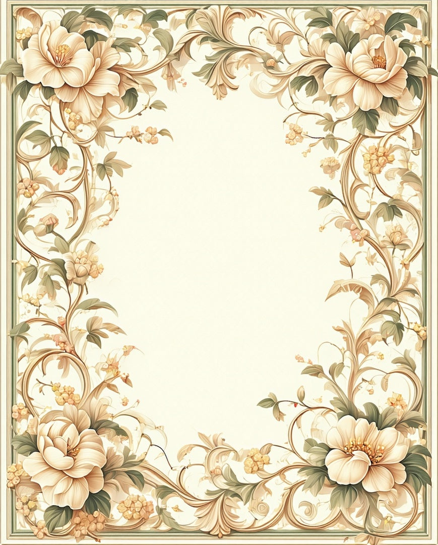 Ornate Floral Scrollwork Pattern Rug