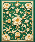 Grand Floral Emerald Gold Ornament Pattern Rug