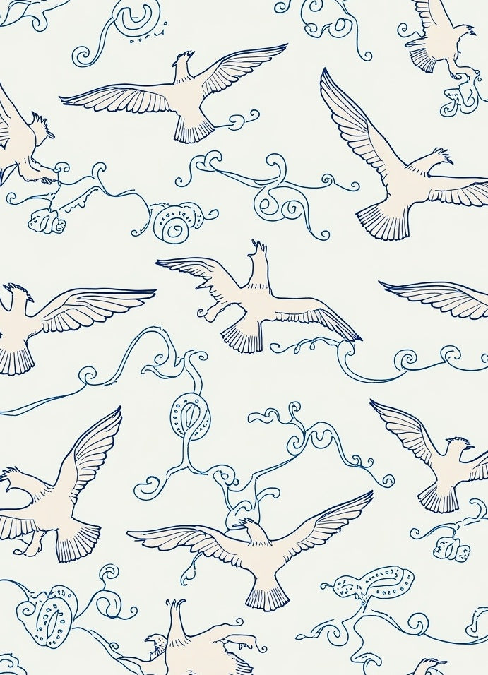 Birds And Swirls Pattern Rug