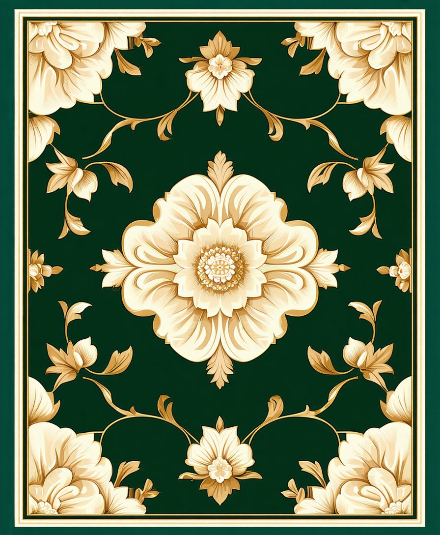 Ornate Floral Patterned Regal Rug