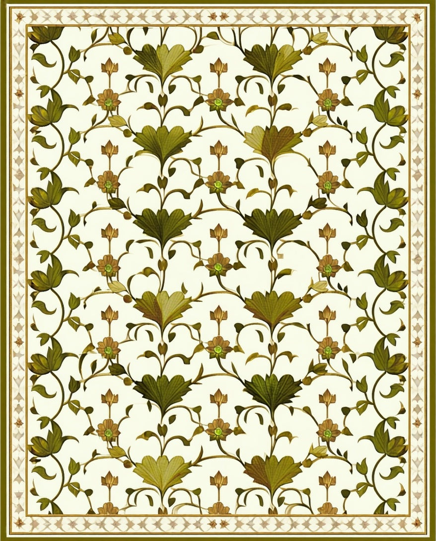 Intricate Floral Vine Garden Pattern Rug
