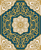 Ornate Floral Teal Gold Pattern Rug