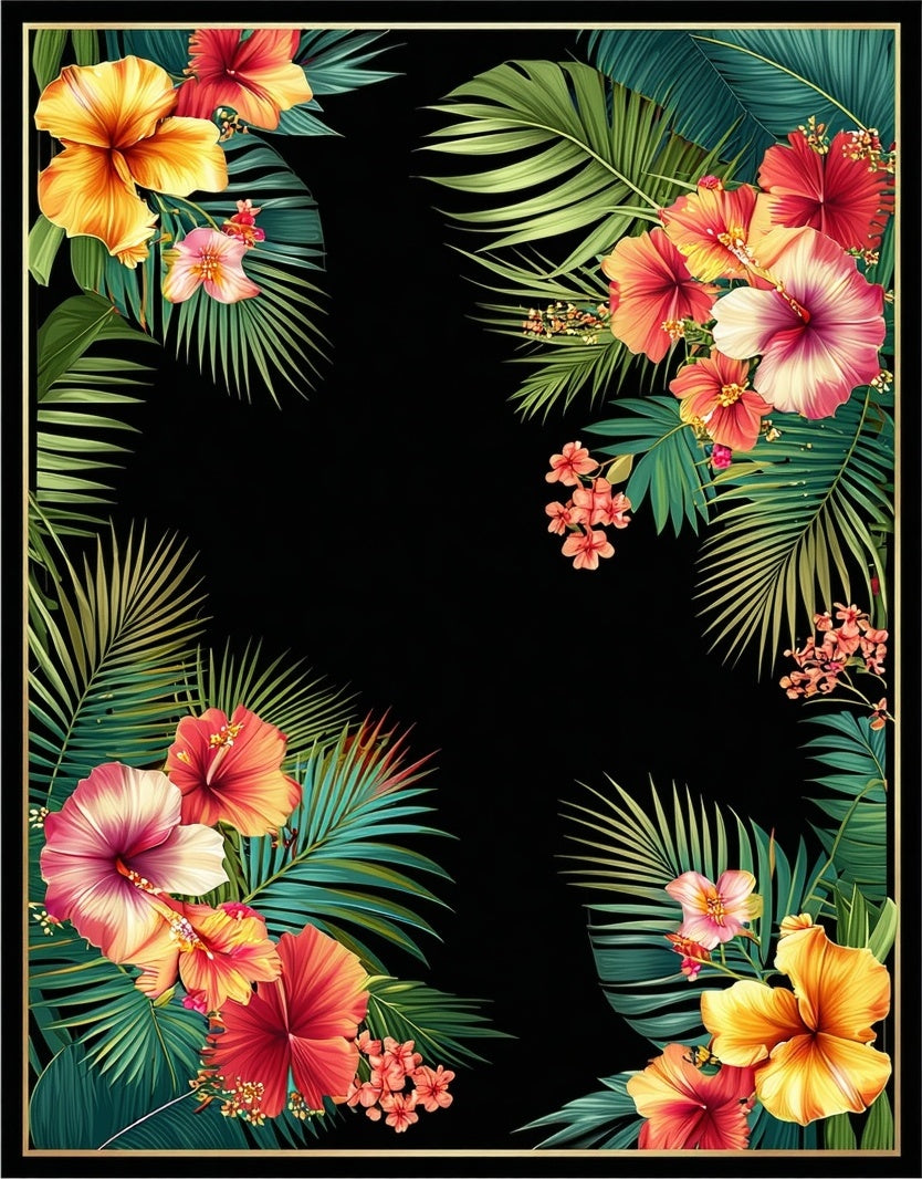 Tropical Floral Leaf Pattern Rug