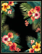 Tropical Floral Leaf Pattern Rug